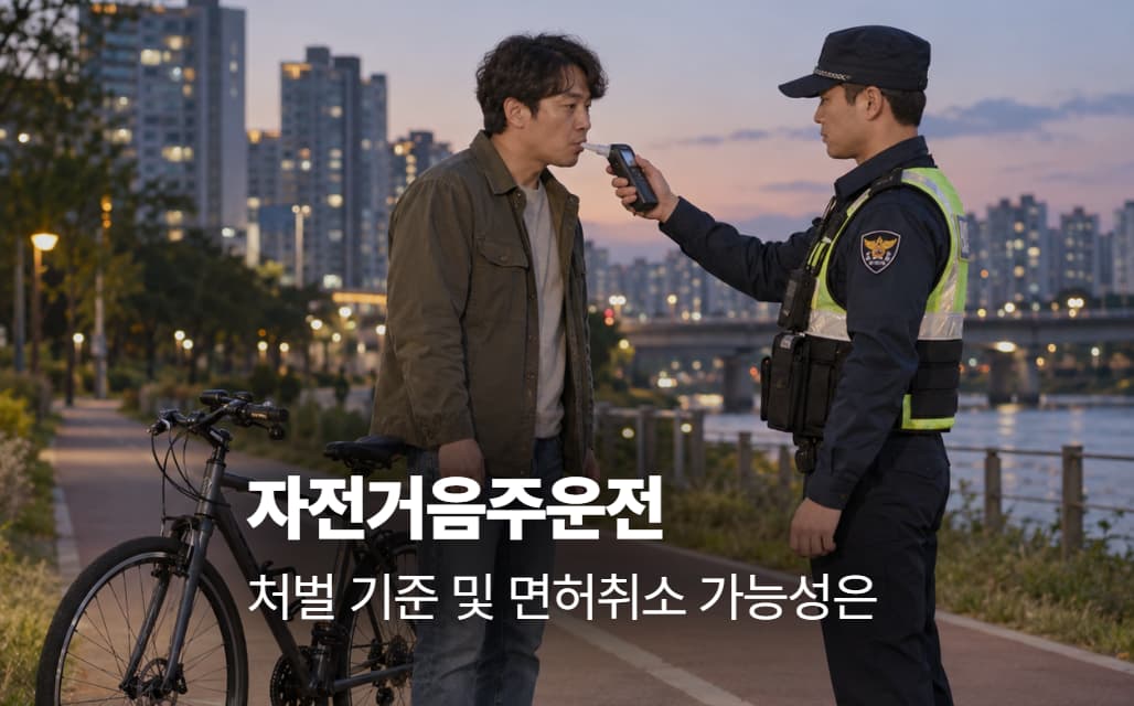 자전거음주운전 처벌 기준 및 면허취소 가능성은?